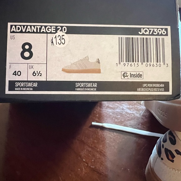 Adidas Advantage 2.0 Cream Color Sneakers w/ CloudFoam #JQ7396 Womans Size 8 - Picture 4 of 8